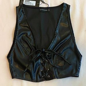 PLT Black Faux Leather Top 💋